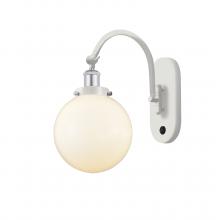 Innovations Lighting 918-1W-WPC-G201-8 - Beacon - 1 Light - 8 inch - White Polished Chrome - Sconce