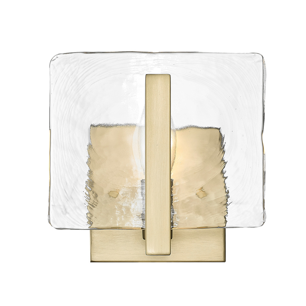 Aenon 1-Light Wall Sconce in Brushed Champagne Bronze with Hammered Water Glass Shade