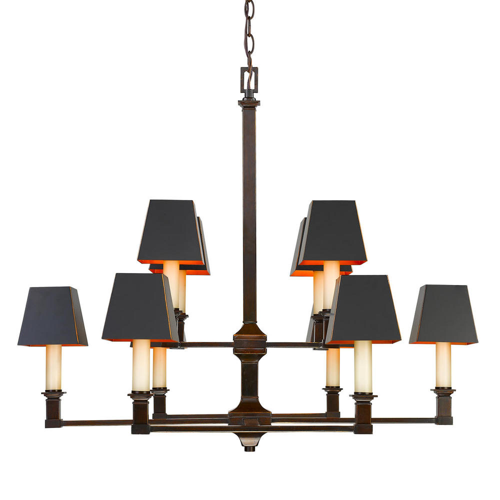 2 Tier - 10 Light Chandelier (With Shades)