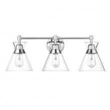 Golden 0511-BA3 CH-CLR - Malta CH 3 Light Bath Vanity in Chrome with Clear Glass Shade