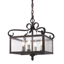 Golden 2049-M4 FB - Valencia Pendant (Convertible) in Fired Bronze with Seeded Glass