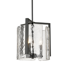 Golden 3164-3P BLK-HWG - Aenon 3-Light Pendant in Matte Black with Hammered Water Glass Shade