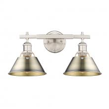 Golden 3306-BA2 PW-AB - Orwell PW 2 Light Bath Vanity in Pewter with Aged Brass shades