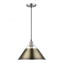 Golden 3306-L PW-AB - Orwell PW Large Pendant - 14 in Pewter with Aged Brass shade