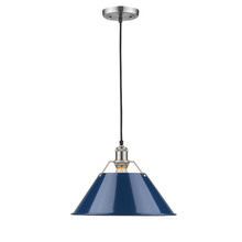 Golden 3306-L PW-NVY - Orwell PW Large Pendant - 14" in Pewter with Matte Navy shade