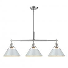 Golden 3306-LP PW-DB - Orwell PW 3 Light Linear Pendant in Pewter with Dusky Blue shades