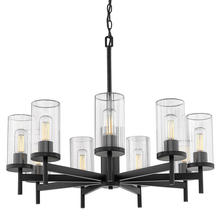Golden 7011-9 BLK-CLR - Winslett 9 Light Chandelier in Matte Black with Ribbed Clear Glass Shades