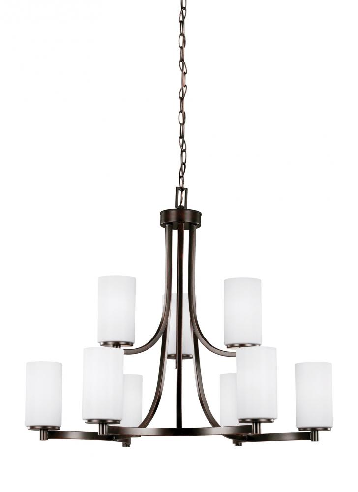 Hettinger transitional 9-light LED indoor dimmable ceiling chandelier pendant light in bronze finish