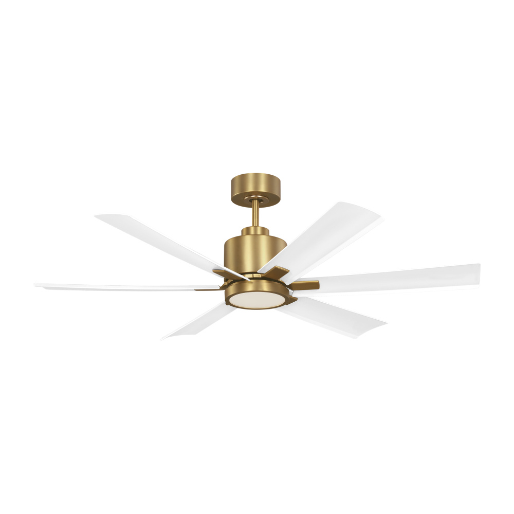 Flera Smart 52 LED Ceiling Fan in Burnished Brass with Matte White Blades