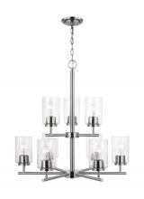 Generation Lighting 31172-962 - Oslo indoor dimmable 9-light chandelier in a brushed nickel finish with a clear seeded glass shade