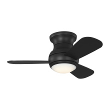 Generation Lighting 3OBSHR32MBKD - Orbis 32 Hugger LED Ceiling Fan in Midnight Black with Midnight Black Blades and Light Kit