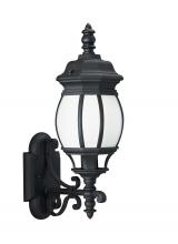 Generation Lighting 89102EN3-12 - Wynfield traditional 1-light LED outdoor exterior medium wall lantern sconce in black finish with fr