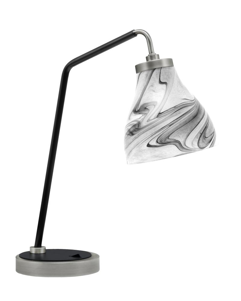 Desk Lamp, Graphite & Matte Black Finish, 6.25" Onyx Swirl Glass