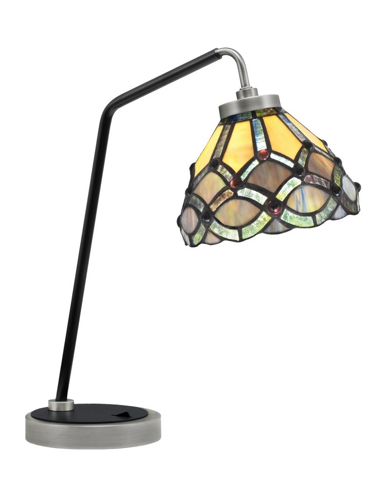 Desk Lamp, Graphite & Matte Black Finish, 7" Grand Merlot Art Glass