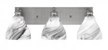 Toltec Company 1163-BN-4769 - Edge 3 Light Bath Bar, Brushed Nickel Finish, 6.25" Onyx Swirl Glass