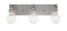 Toltec Company 1163-BN-LED45C - Edge 3 Light Bath Bar, Brushed Nickel Finish, Ribbed Clear LED Bulbs