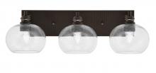 Toltec Company 1163-ES-202 - Edge 3 Light Bath Bar, Espresso Finish, 7" Clear Bubble Glass
