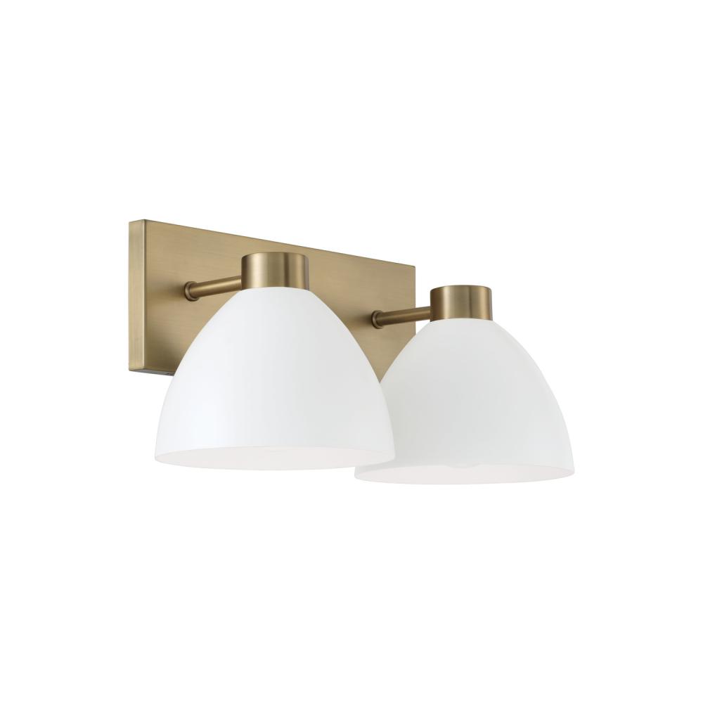 2-Light Vanity in Aged Brass and White