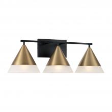 Capital 151931AB - 3-Light Cone Vanity in Black with Aged Brass and Frosted Glass Shades