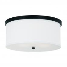 Capital 2015MB-480 - 16" W x 7" H 3-Light Flush Mount in Polished Nickel with White Fabric Drum Shade with Diffus