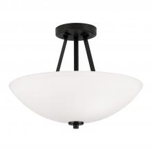 Capital 218921MB - 2-Light Semi-Flush Mount in Matte Black with Soft White Glass Shade