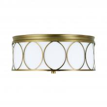 Capital 225131AD-683 - 15"W x 7"H 3-Light Flush Mount in Aged Brass with White Fabric Bolt-On Shade