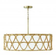 Capital 347242MA - 28"W x 19.5"H 4-Light Wide Pendant in Matte Brass with White Fabric Shade and Hand-Wrapped N
