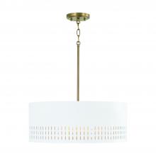 Capital 350233AW - 20.25"W x 8"H 3-Light Pendant in Aged Brass and White Metal Shade with Painted Aged Brass In