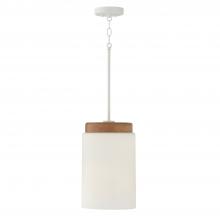 Capital 350911LT - 1-Light Cylindrical Pendant in White with Mango Wood and Soft White Glass
