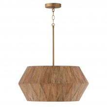 Capital 351041LW - 4-Light Pendant in Hand-distressed Patinaed Brass and Handcrafted Mango Wood