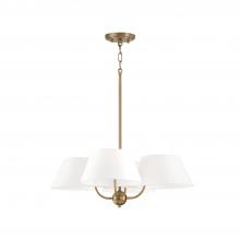 Capital 450441AD - 4-Light Low-Profile Chandelier Semi-Flush in Aged Brass with White Fabric Shades