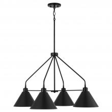 Capital 451341MB - 4-Light Modern Metal Chandelier in Matte Black with White Interior