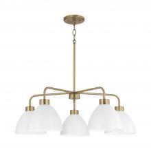 Capital 452051AW - 5-Light Chandelier in Aged Brass and White