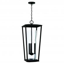 Capital 948132BK - 12.25"W x 30"H 3-Light Outdoor Hanging Lantern in Black with Clear Glass Cylinder