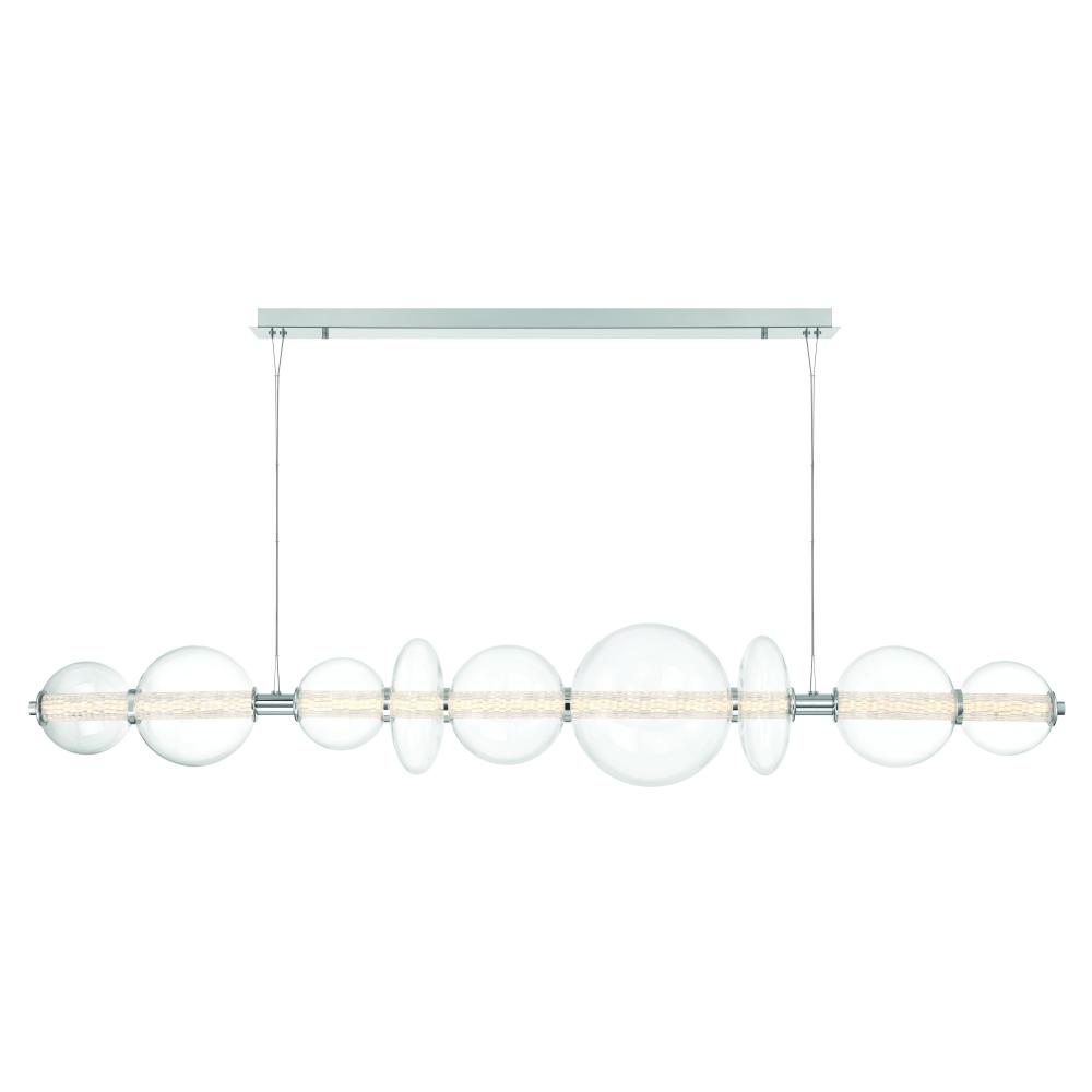 Atomo 74" LED Chandelier In Chrome With Clear Glass
