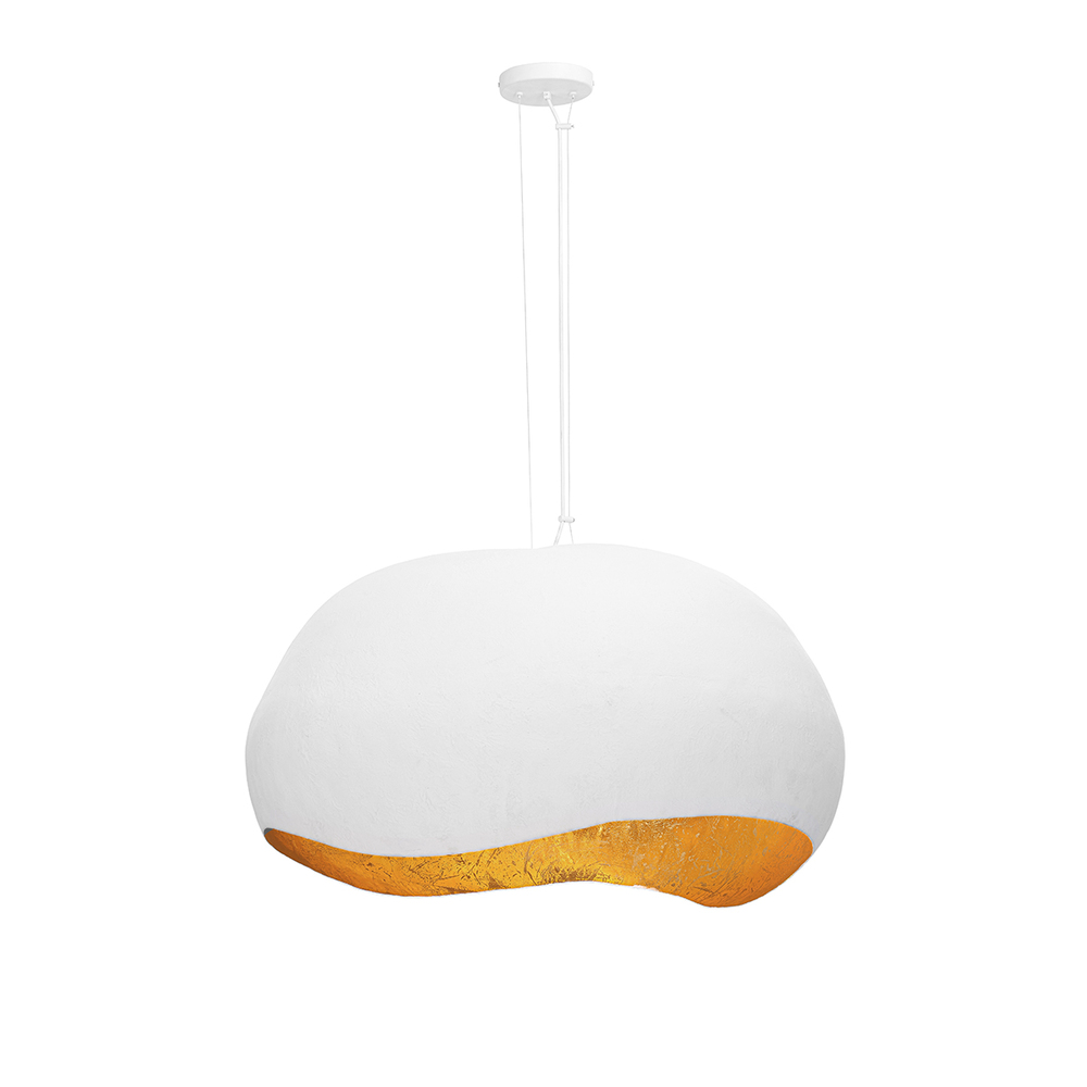 Baleia 4 Light Pendant in White and Gold Foil