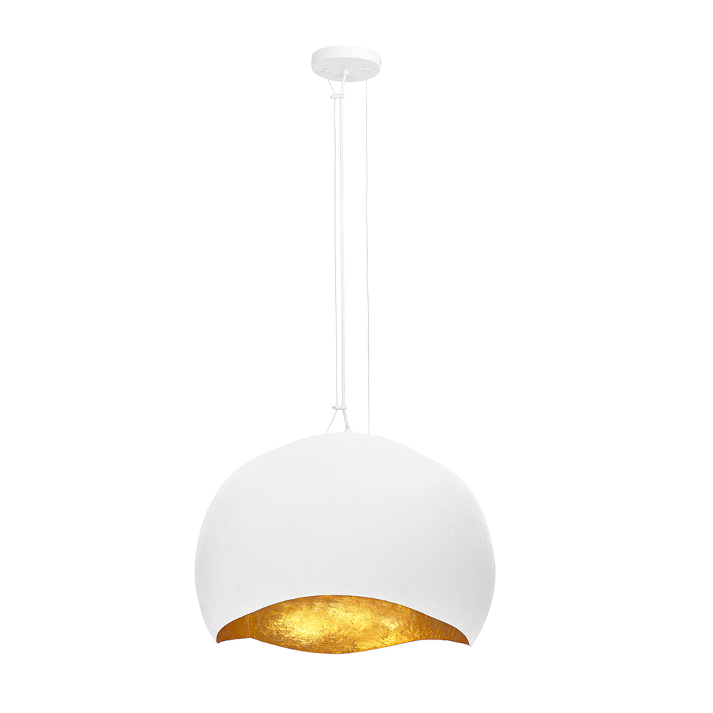Baleia 3 Light Pendant in White and Gold Foil
