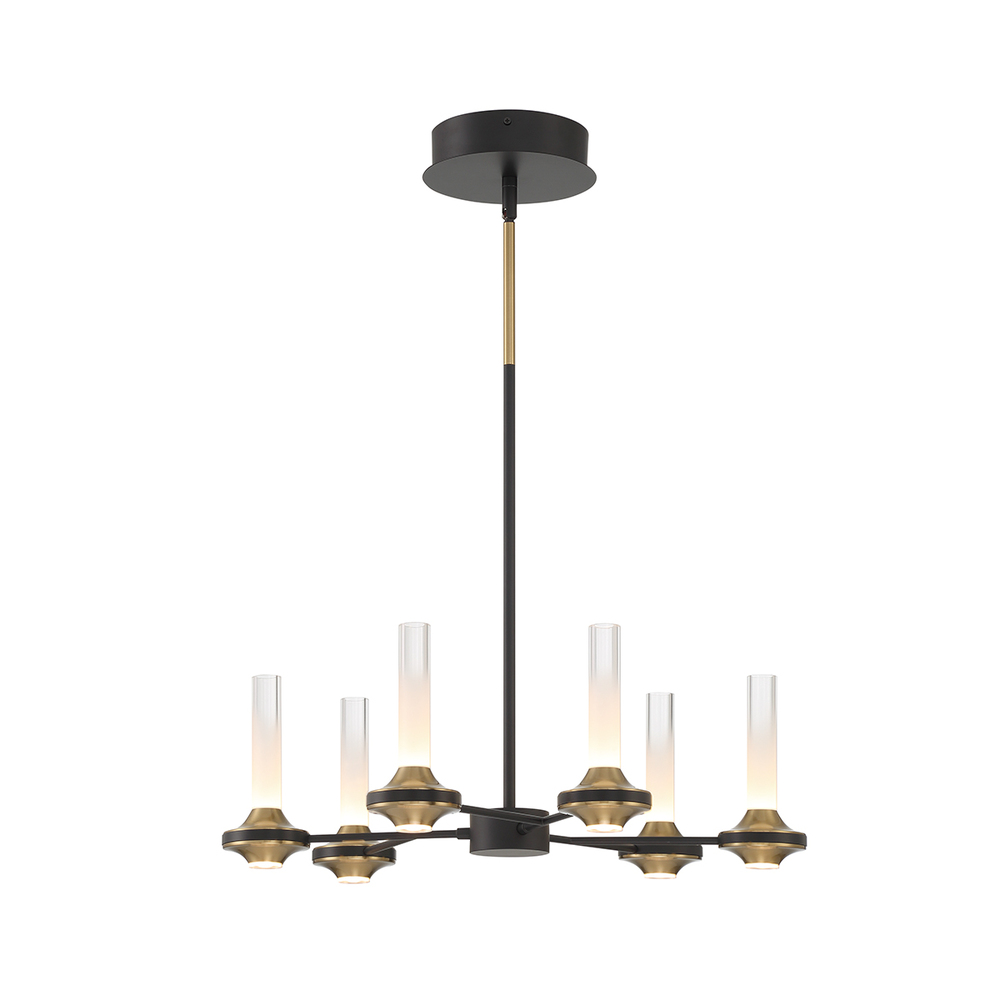 Torcia 12 Light Chandelier in Black and Brass