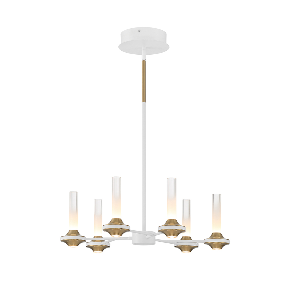 Torcia 12 Light Chandelier in White and Brass