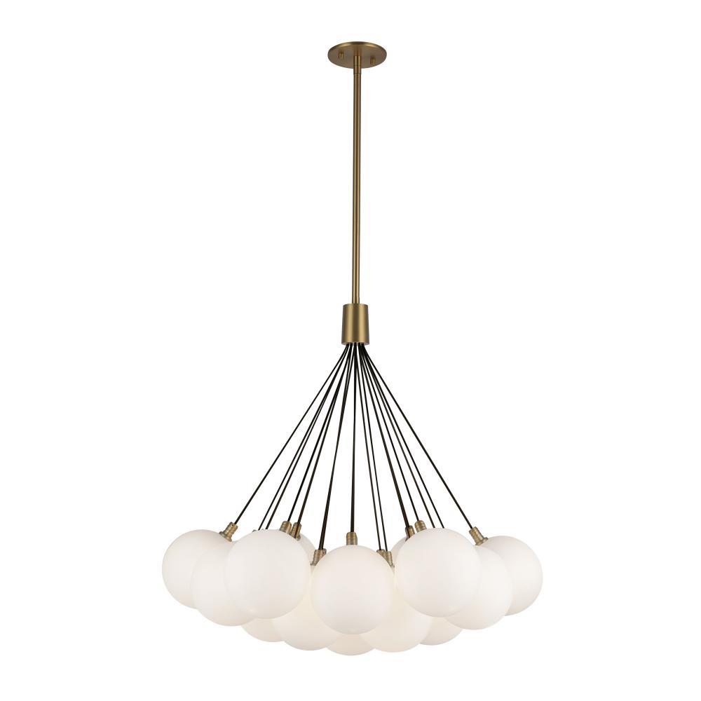 Bolla 28-in Brushed Gold/Opal Glass LED Chandelier