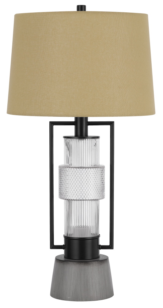 Vallda 100W 3 Way Table Lamp with 2W LED Night Light with Metal/Glass Body and Cement Base