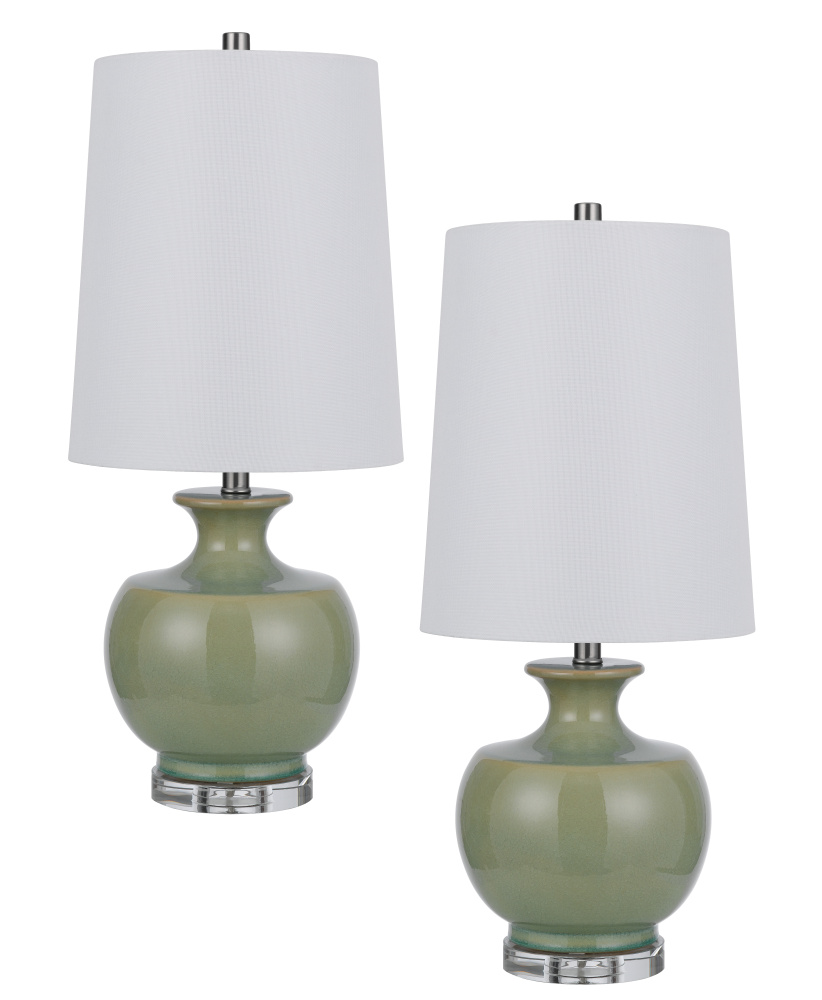 100W Kawela Ceramic Table Lamp with Crystal Base. Sold in Pairs