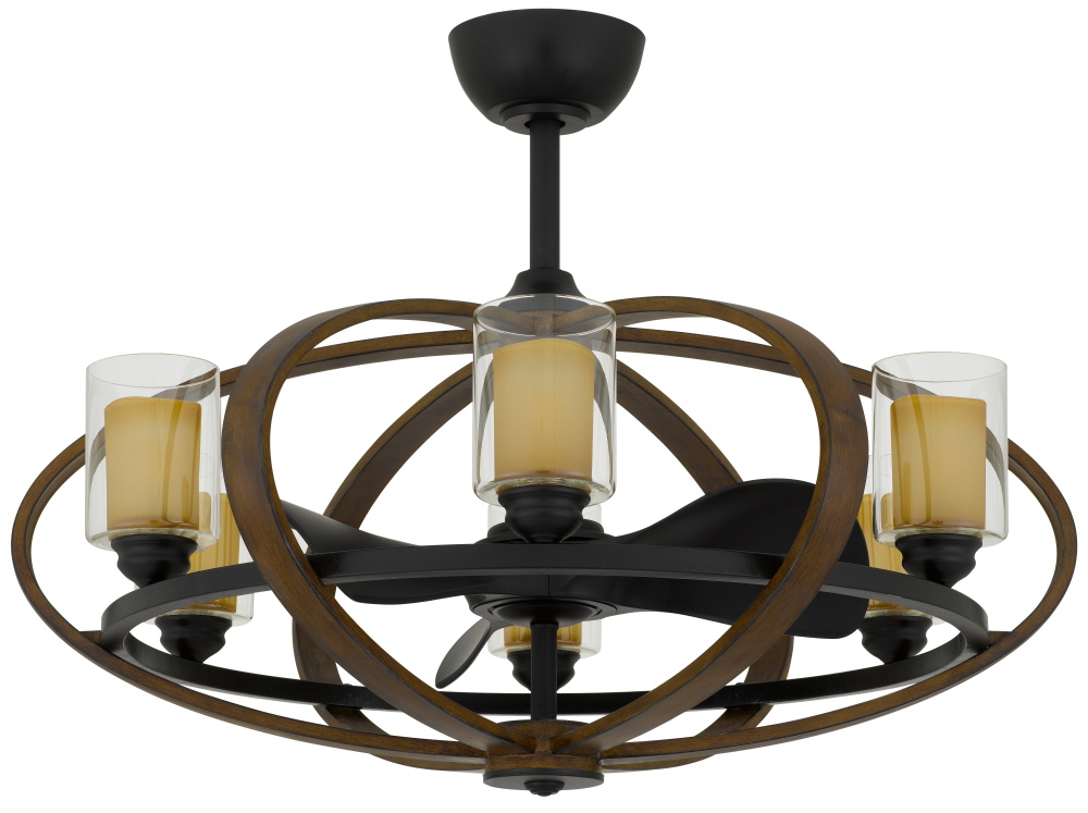 26.5 Rustic Metal Fandelier with Clear Glass Shade