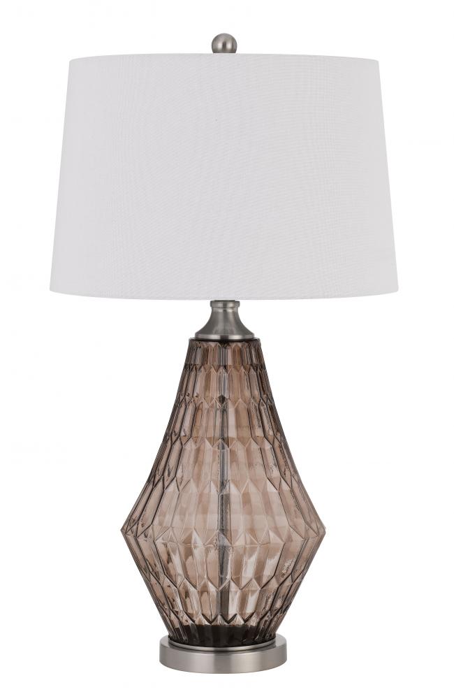150W 3 way Conover glass table lamp with hardbadk taper drum fabric shade