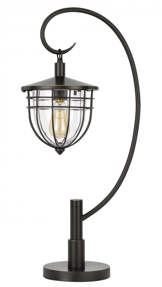 60W Alma metal/glass downbridge lantern style table lamp (Edison bulb included)