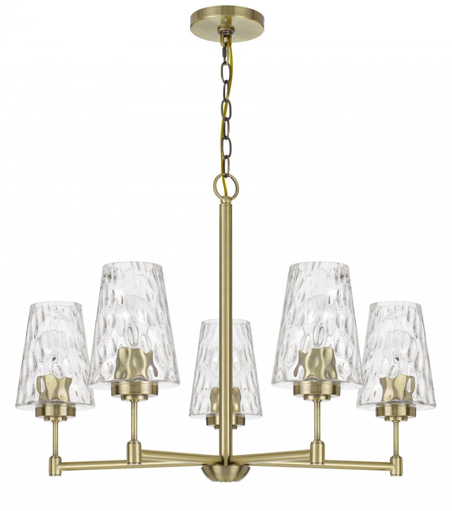 60W x 5 Crestwood metal chandelier with textured glass shades