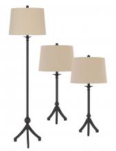 CAL Lighting BO-2986-3 - 3 pcs package. 2 pcs of 150W 3 way metal table lamps. 1 pc of 150W 3 way adjustable metal floor lamp