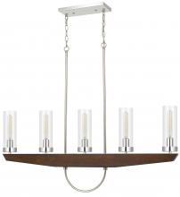 CAL Lighting FX-3756-5 - 60W x 5 Ercolano pine wood/metal island chandelier with clear glass shade (Edison bulbs NOT included