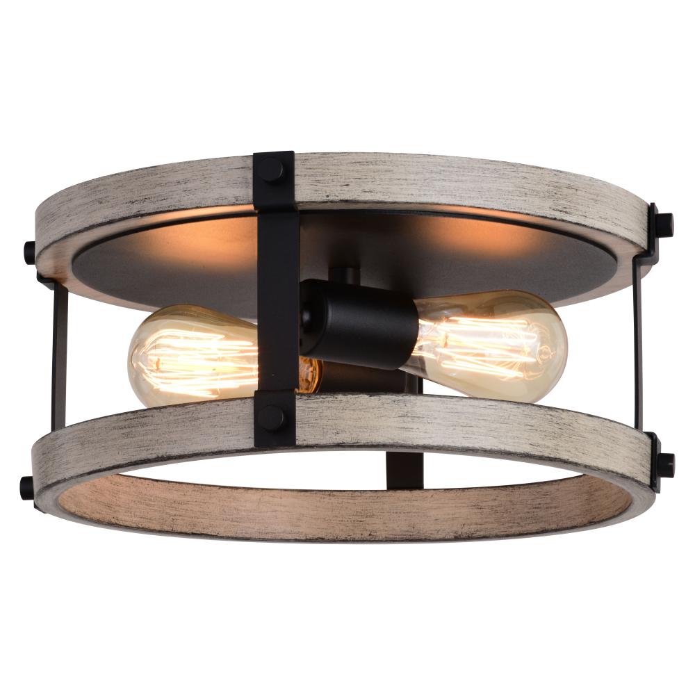 Danvers 13-in Flush Mount Textured Black and Weathered Gray