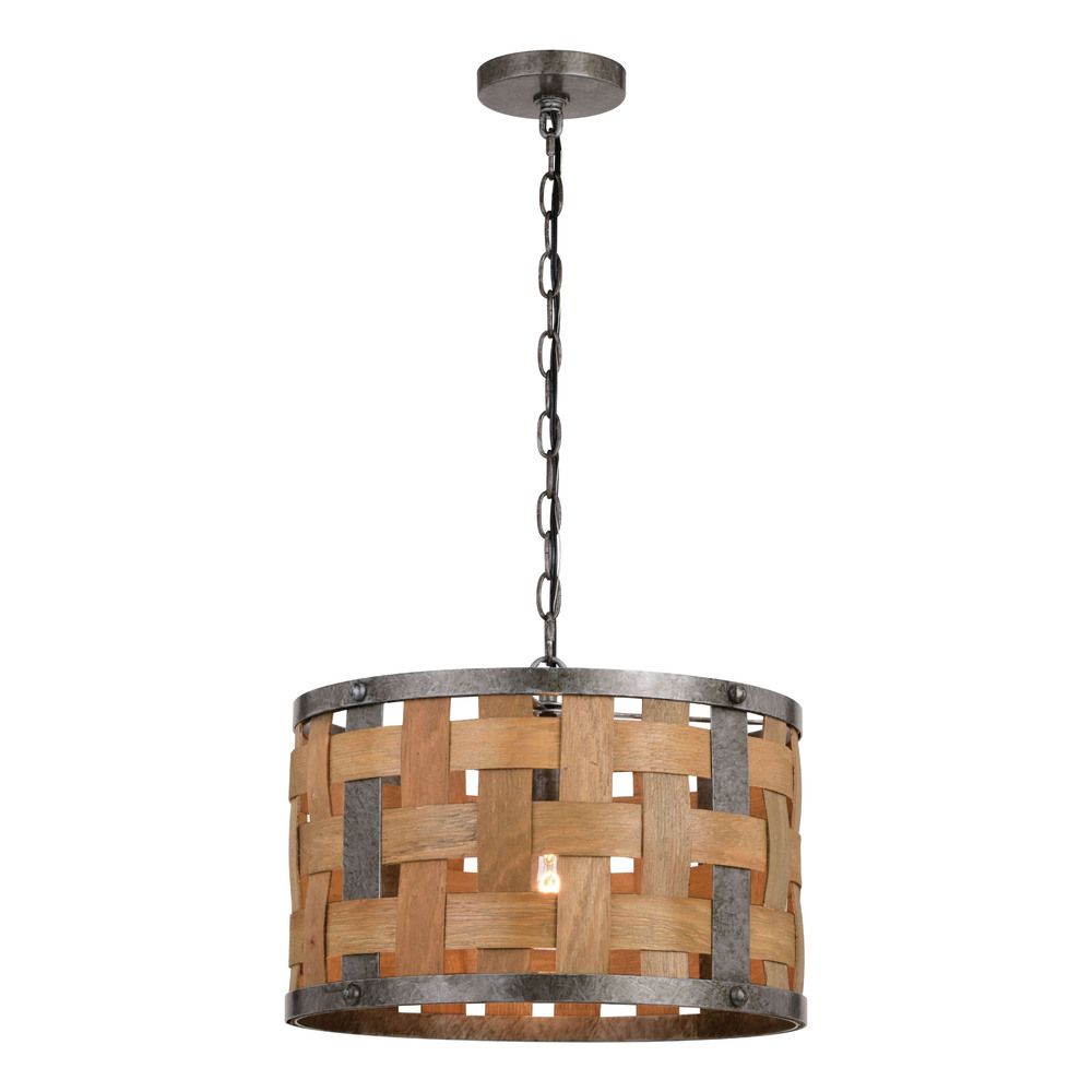 Norwood 15.75-in. 1 Light Pendant Vintage Steel and Distressed Wood